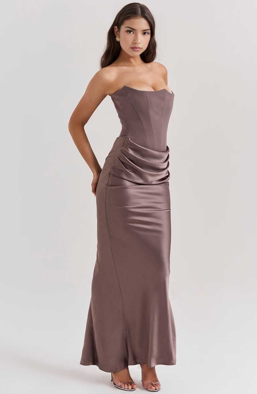 Women's Lace Strapless Evening Maxi Dress
