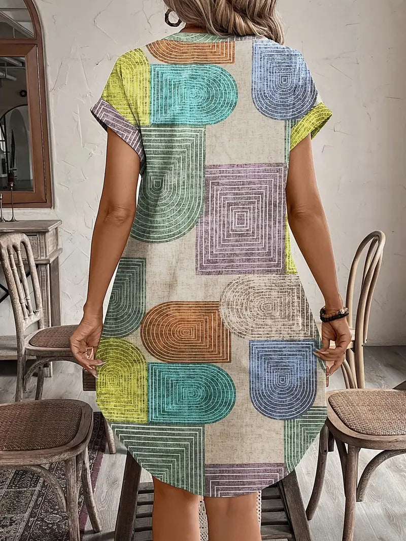 Women's Geometric Print Casual Mini Dress