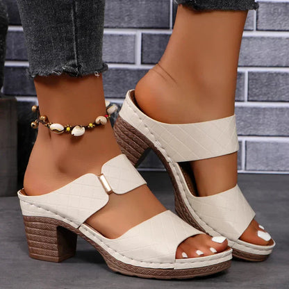 Women's Arch Support Block Heel Flat Sandals