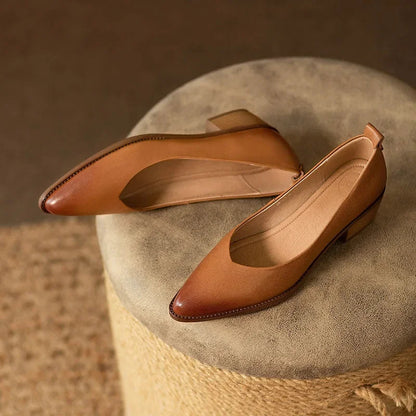 Women's Block Heel Pumps Pointed Toe Slip-On Work Shoes