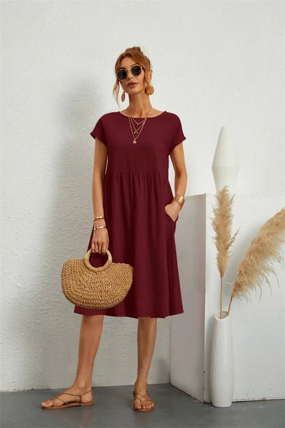 Women's Pocket Casual Day Midi Dress