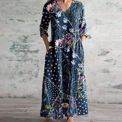 Women's Retro Floral Maxi Dress