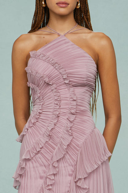 Women's Halter Wedding Guest Midi Dress