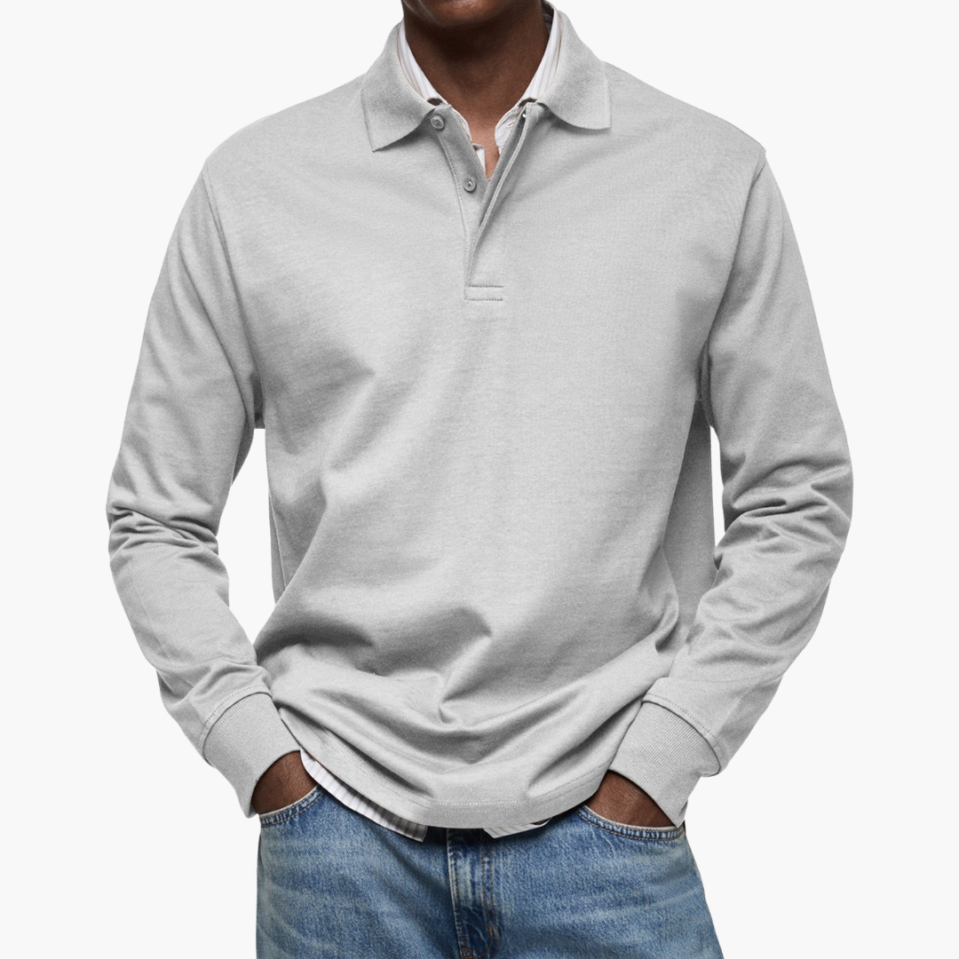 Liam Elegant Men's Long Sleeve Casual Polo Shirt
