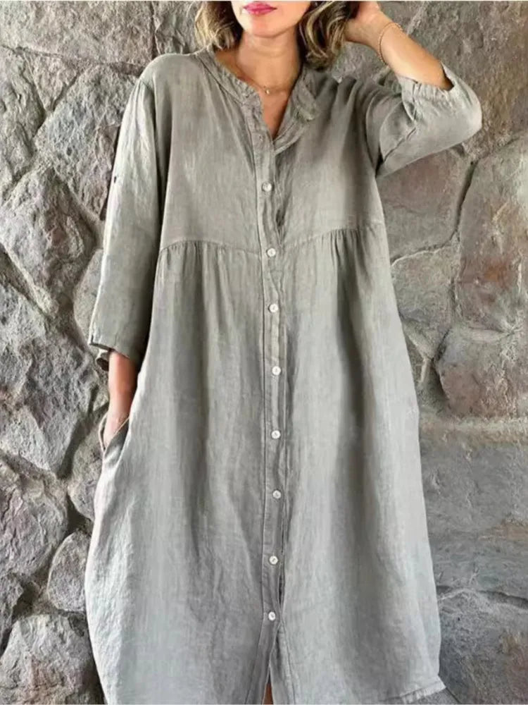 Women's Button-Down Summer Midi Dress