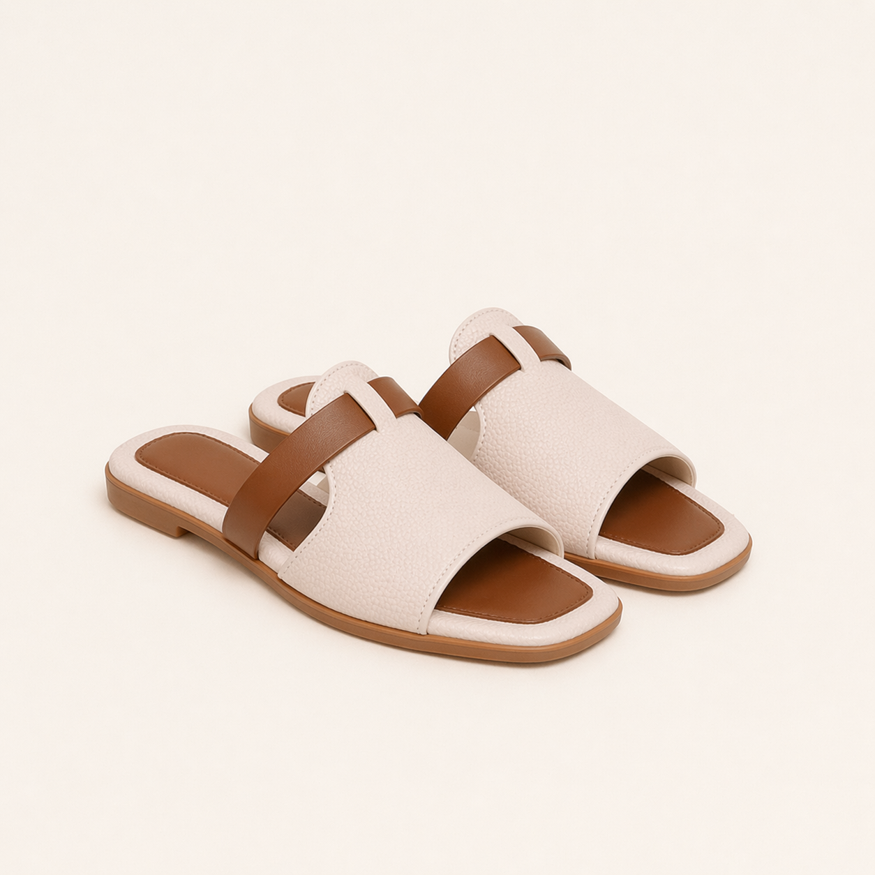 Women's White Slip-On Flat Sandals