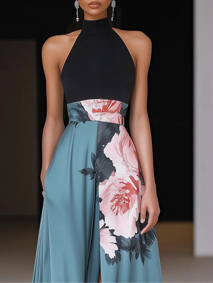 Women's Floral Slit Evening Maxi Dress