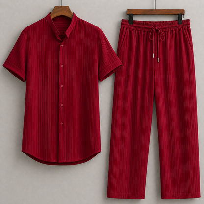 Navaro Linen Short-Sleeve Shirt and Drawstring Pants Set