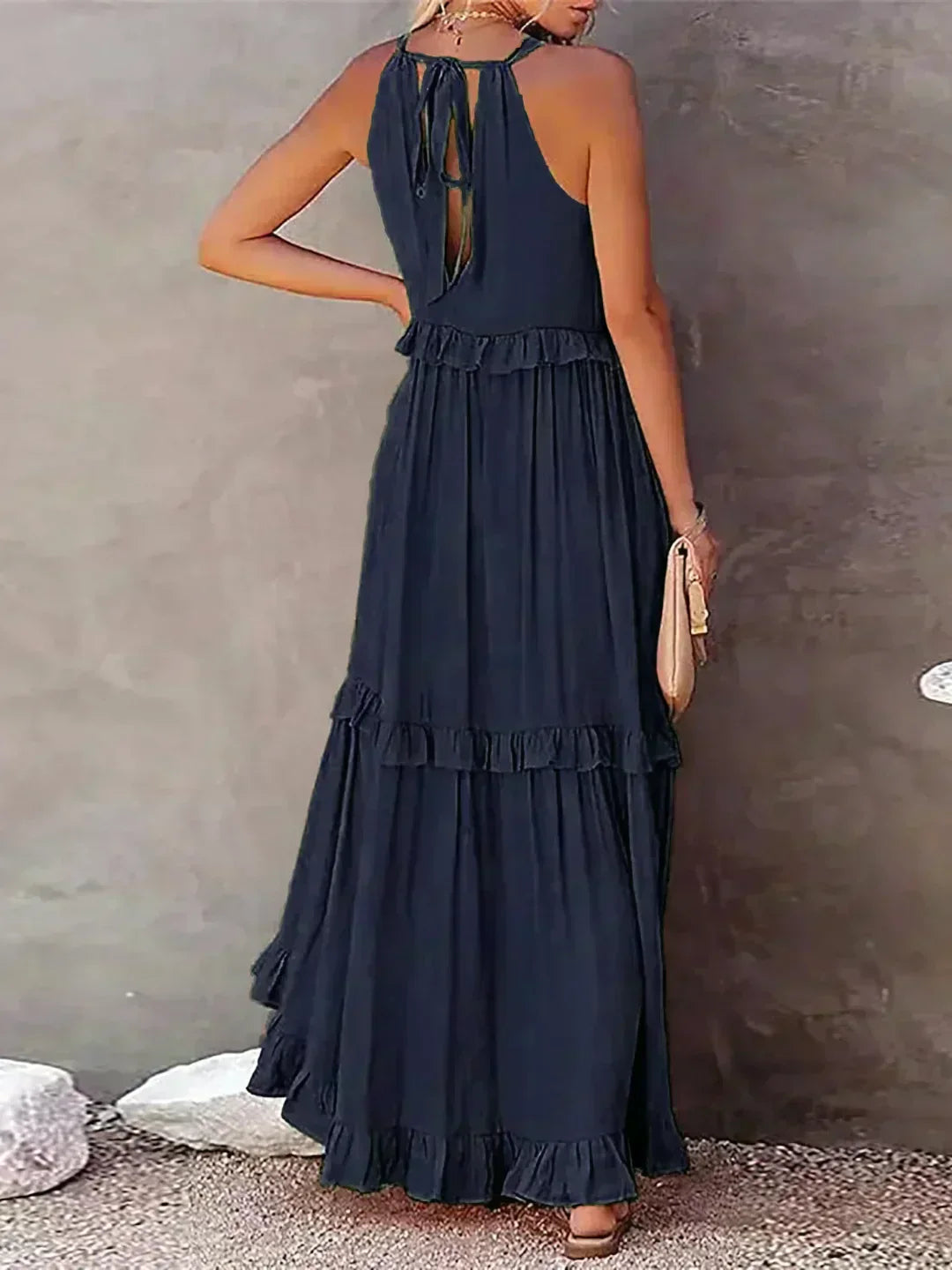 Women's Sleeveless Ruffle Day-to-Evening Midi Dress