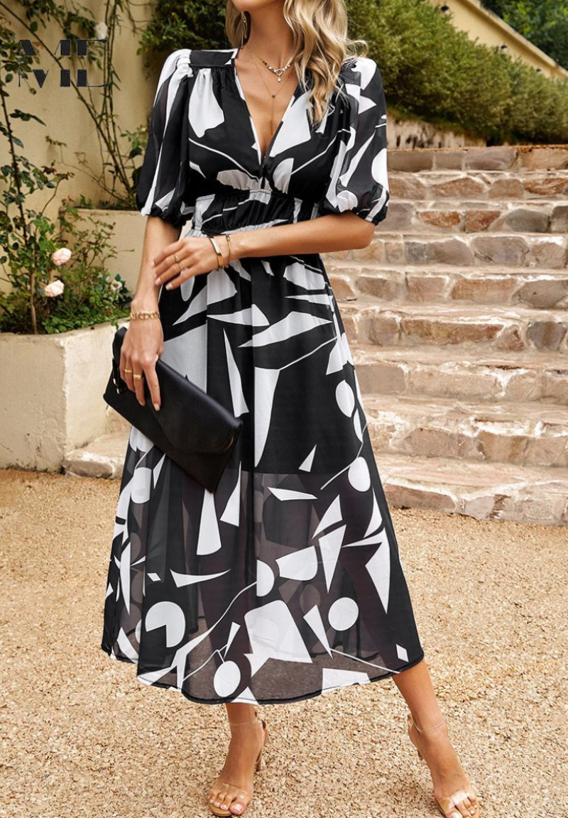 Women's Floral Print Casual Midi Dress