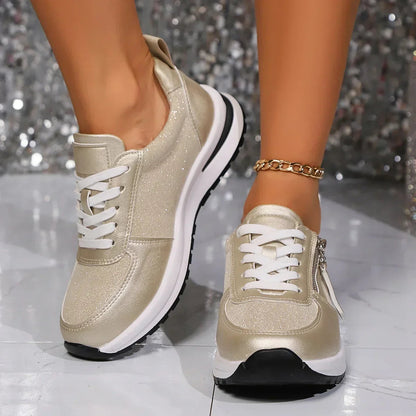 Women's Platform Lace-Up Zip Sneakers