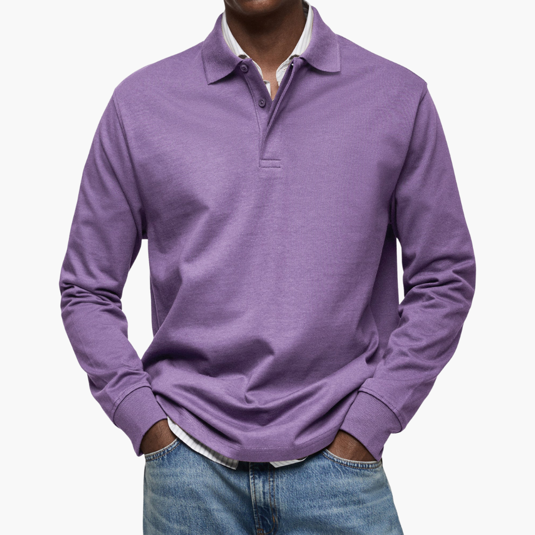 Liam Elegant Men's Long Sleeve Casual Polo Shirt
