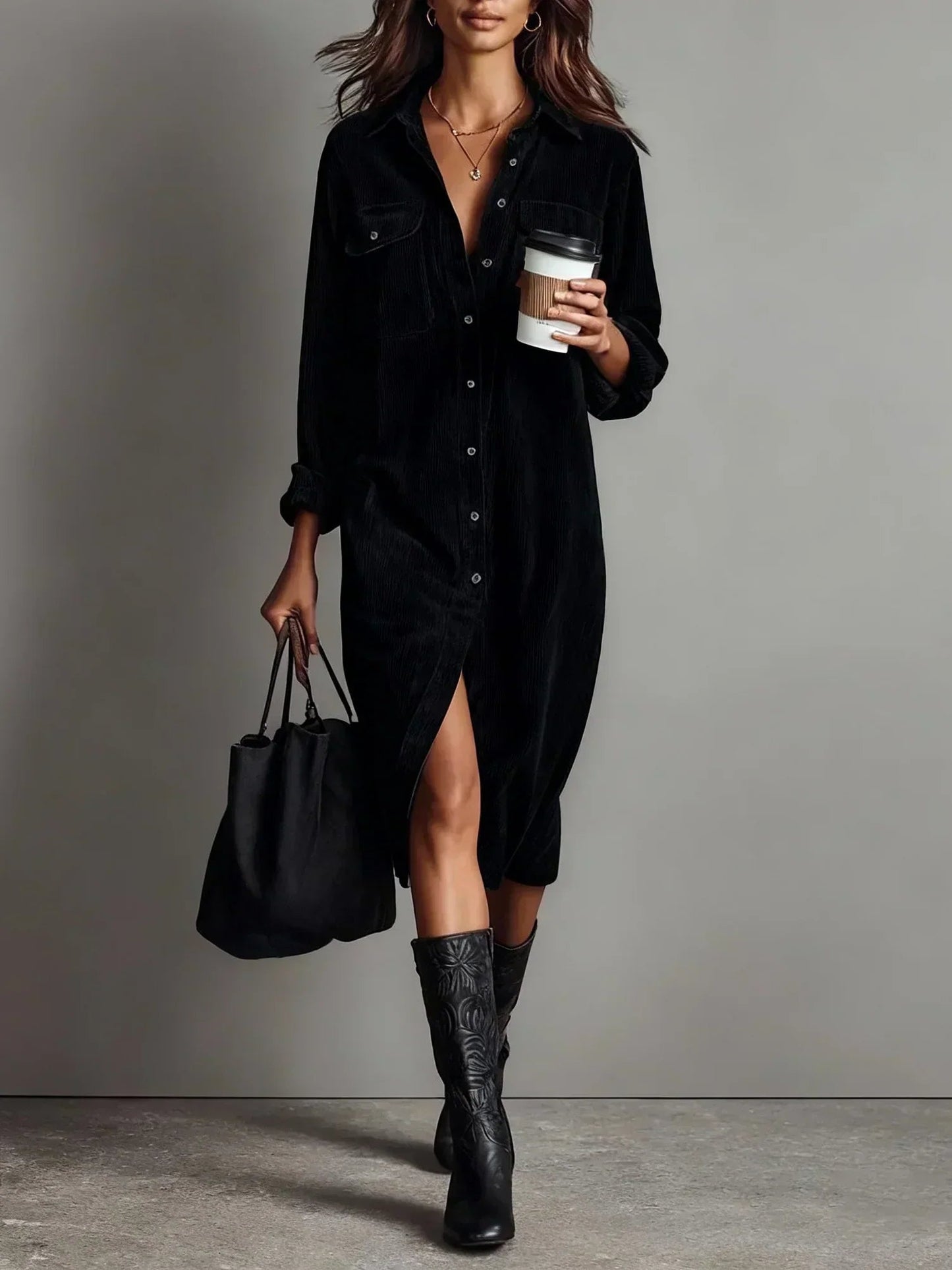 Women's Flared Hem Polished Evening Midi Dress