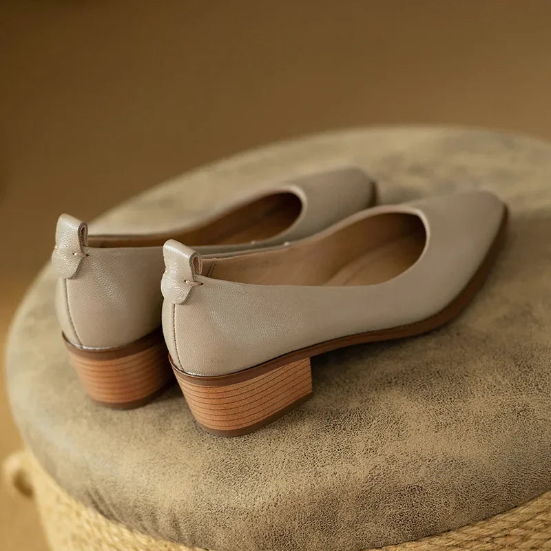 Women's Block Heel Pumps Pointed Toe Slip-On Work Shoes