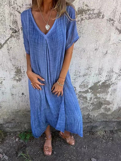 Women's V-Neck Casual Midi Dress