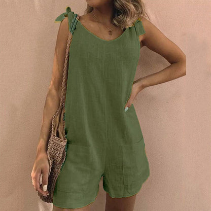 Women's Bow Strap Casual Summer Jumpsuit