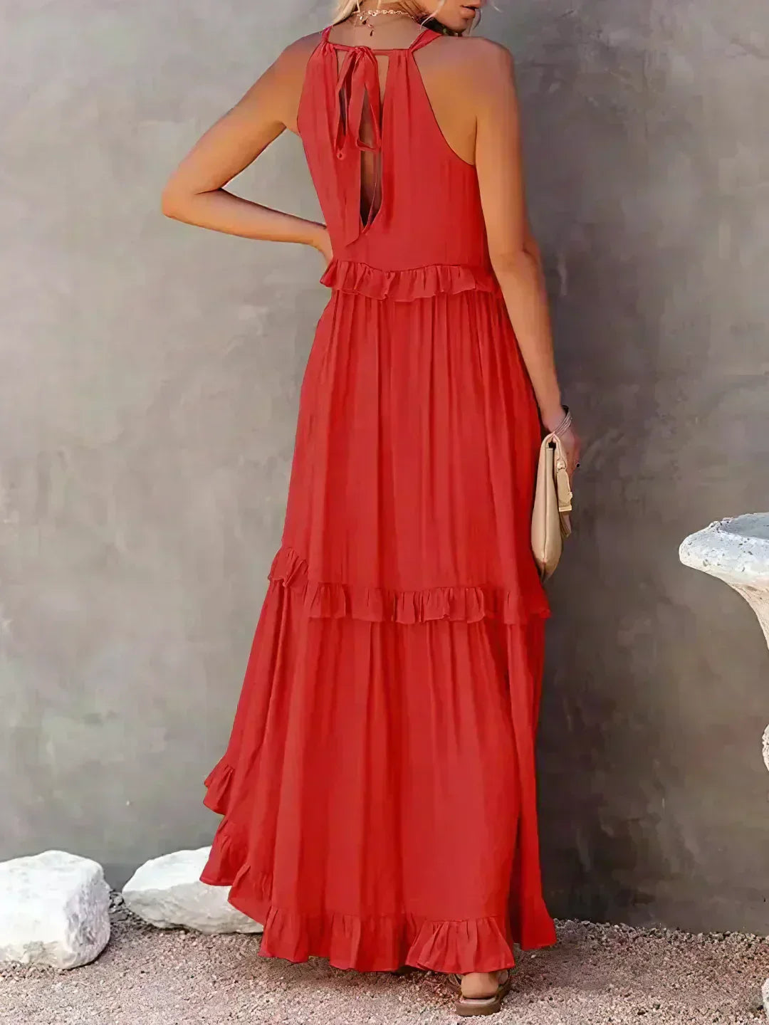 Women's Sleeveless Ruffle Day-to-Evening Midi Dress