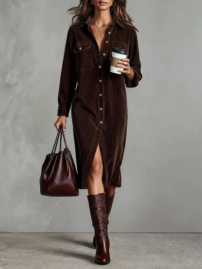 Women's Flared Hem Polished Evening Midi Dress