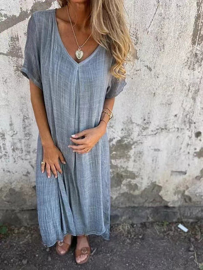 Women's V-Neck Casual Midi Dress