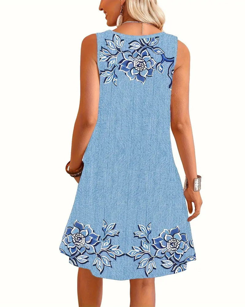 Women's Sleeveless Casual Evening Midi Dress