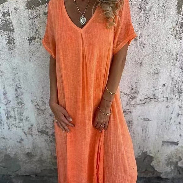 Women's V-Neck Casual Midi Dress