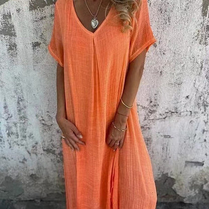 Women's V-Neck Casual Midi Dress