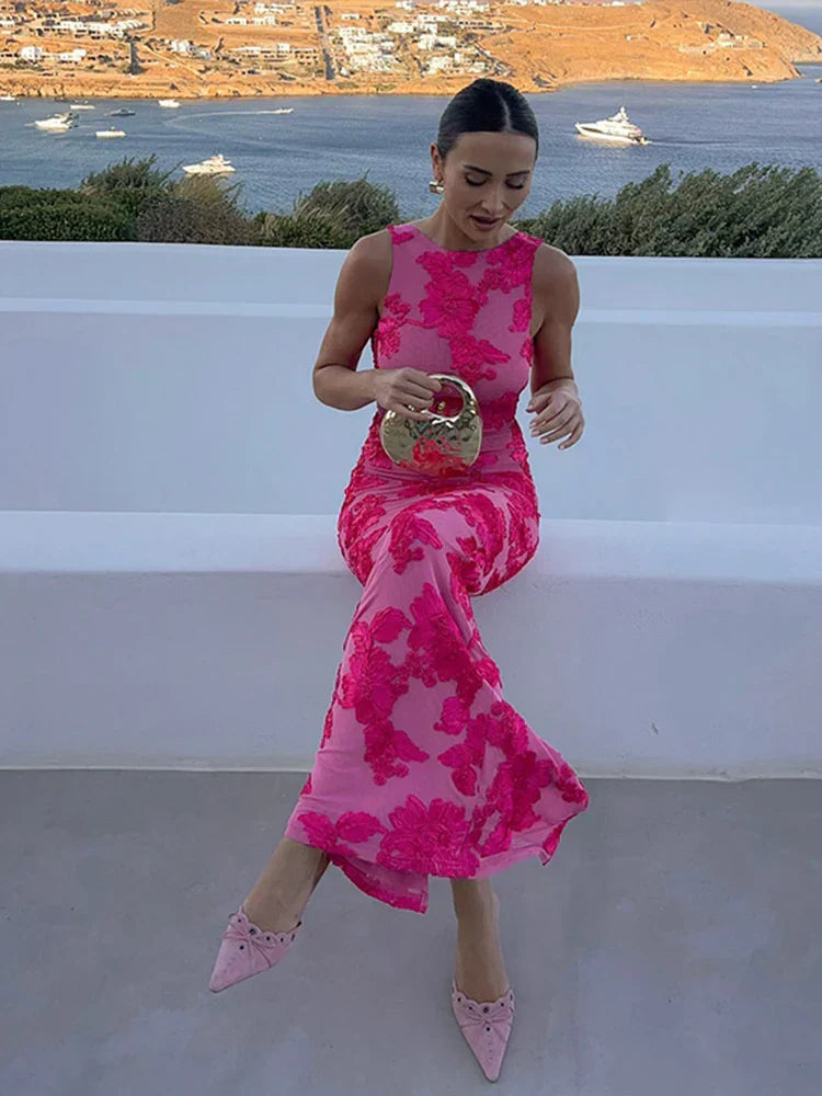 Women's Floral Evening Maxi Dress