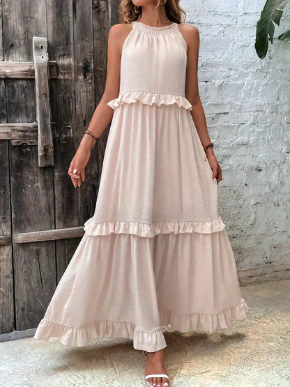 Women's Sleeveless Ruffle Day-to-Evening Midi Dress