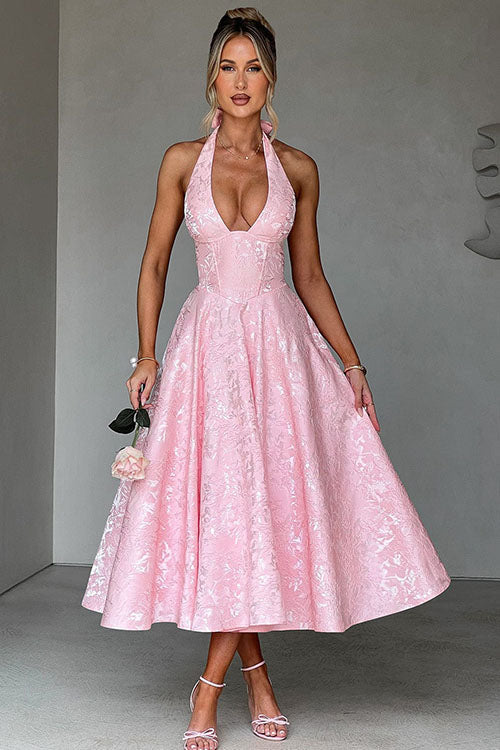 Women's Jacquard Formal Evening Maxi Dress