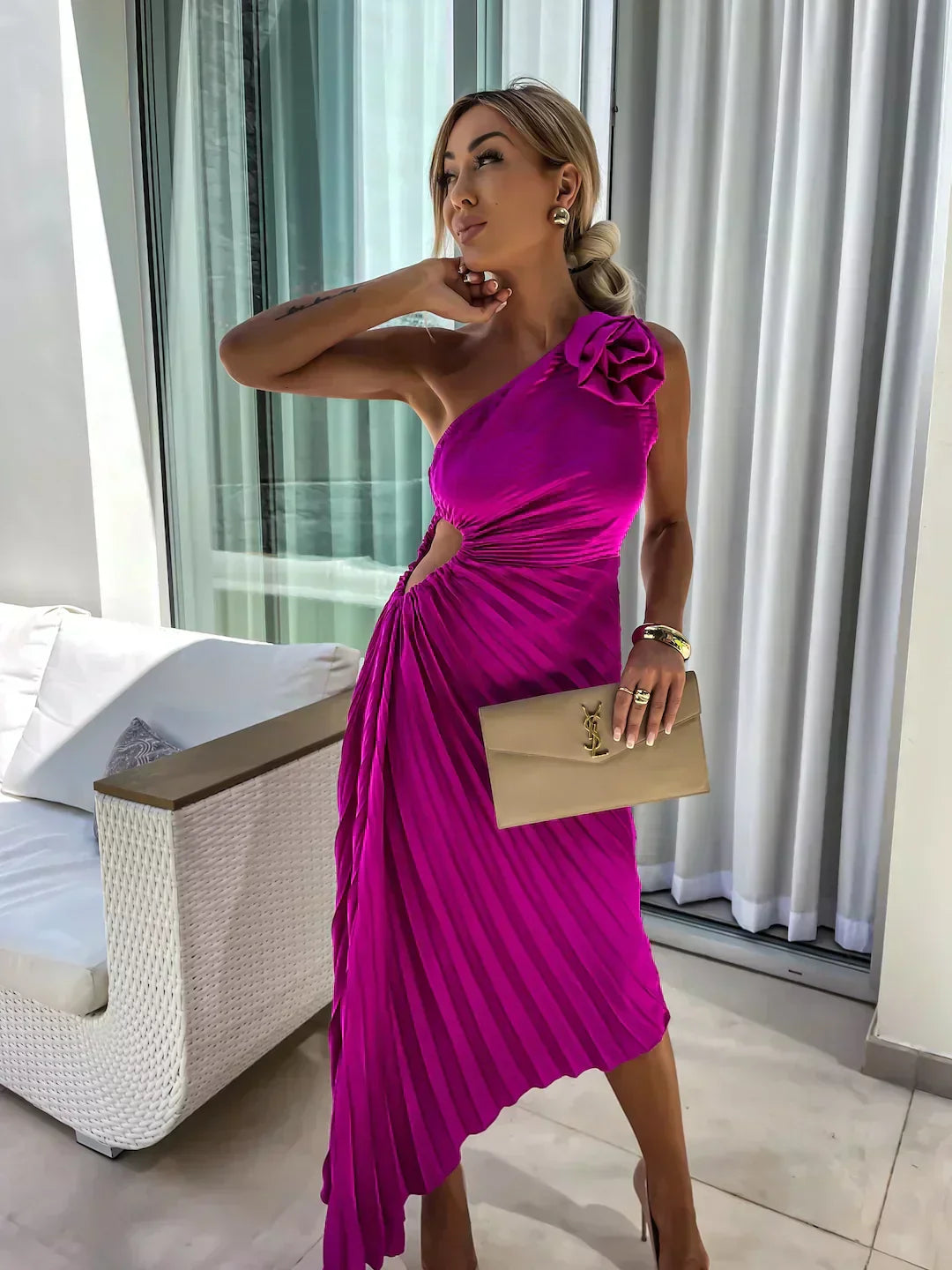 Women's Floral Wedding Guest Midi Dress