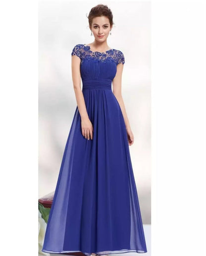 Women's Lace A-Line Wedding Guest Maxi Dress