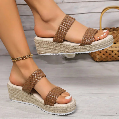 Women's Woven Platform Flat Sandals