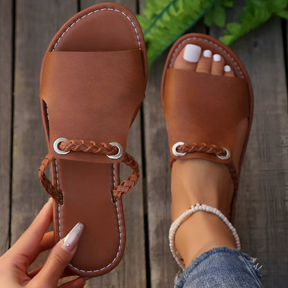 Women's Woven Slip-On Buckle Sandals