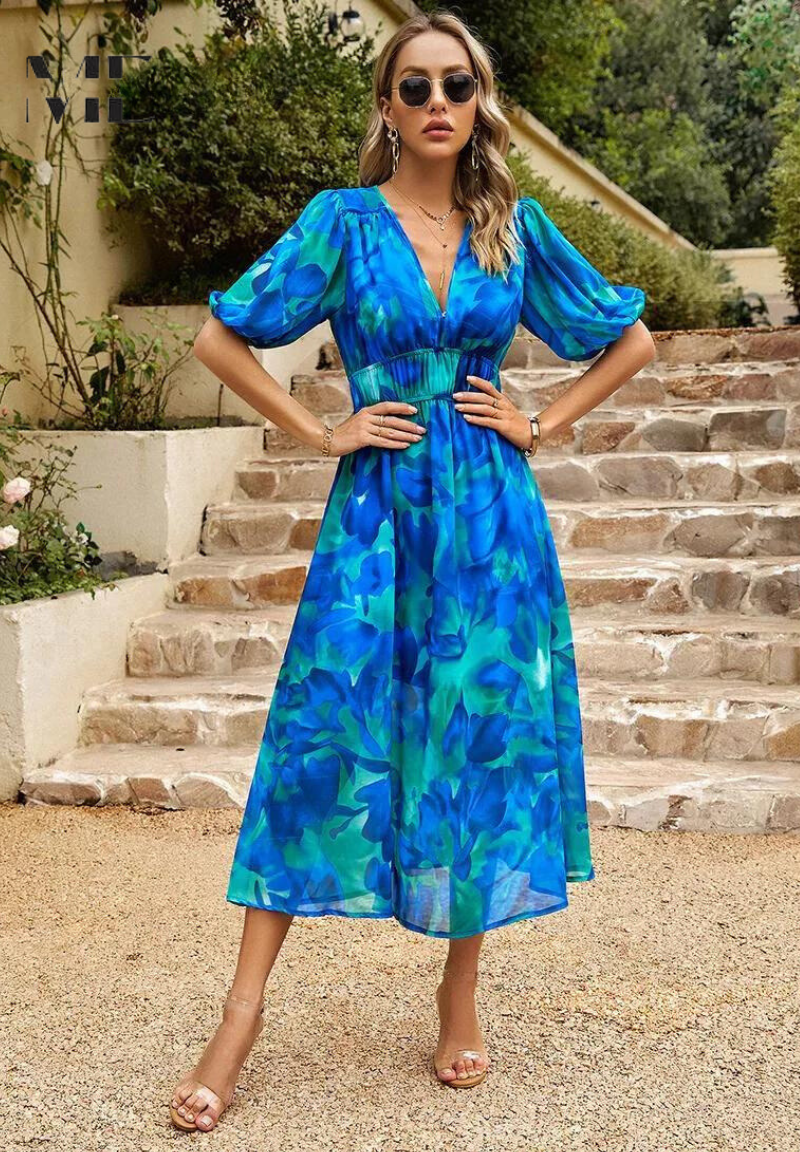 Women's Floral Print Casual Midi Dress