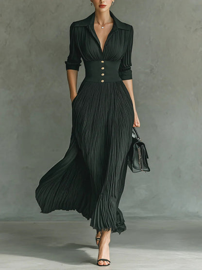 Women's Pleated Formal Evening Maxi Dress