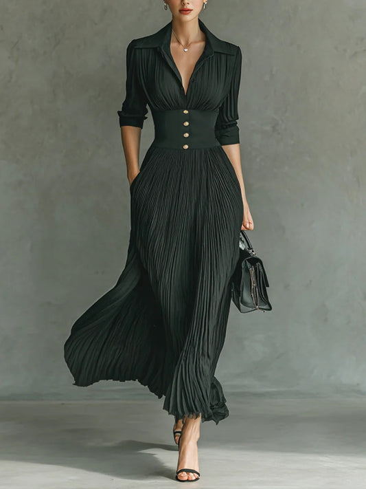 Women's Pleated Formal Evening Maxi Dress
