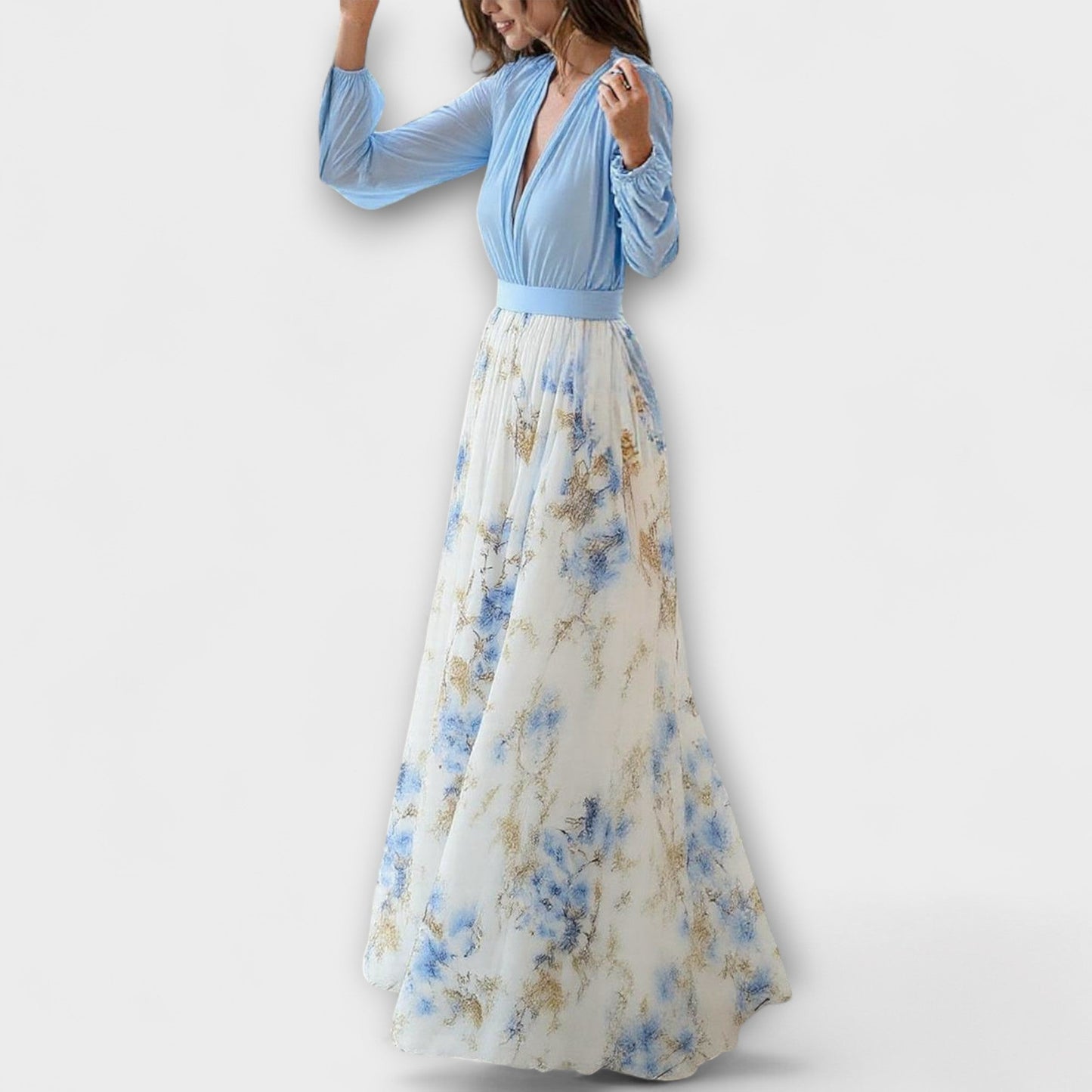 Women's Floral Print V-Neck Maxi Dress