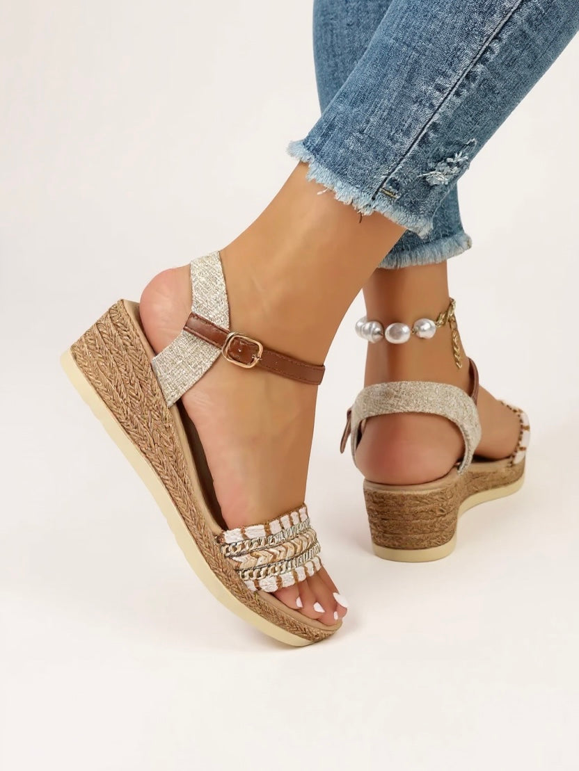 Women's Woven Cushioned Wedge Sandals