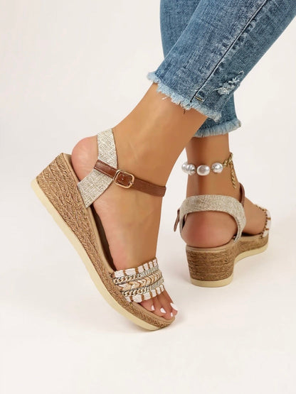 Women's Woven Cushioned Wedge Sandals