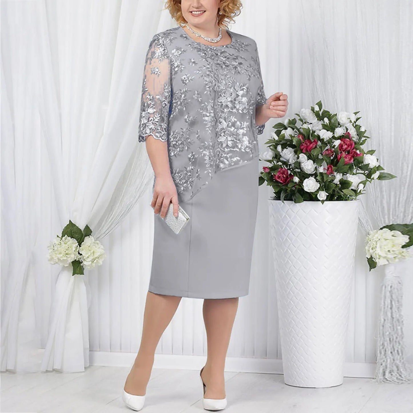 Women's Faux-Wrap Cocktail Midi Dress