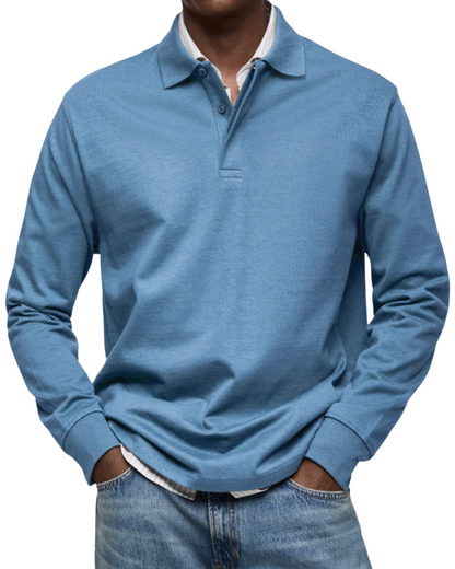 Men's Long Sleeve Casual Polo Shirt