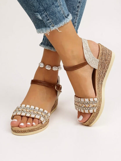 Women's Woven Cushioned Wedge Sandals