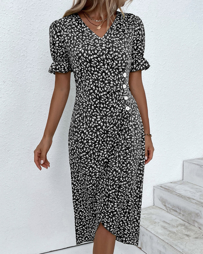 Women's V-Neck Casual Summer Midi Dress
