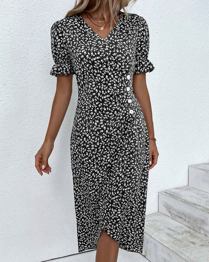Women's V-Neck Casual Summer Midi Dress