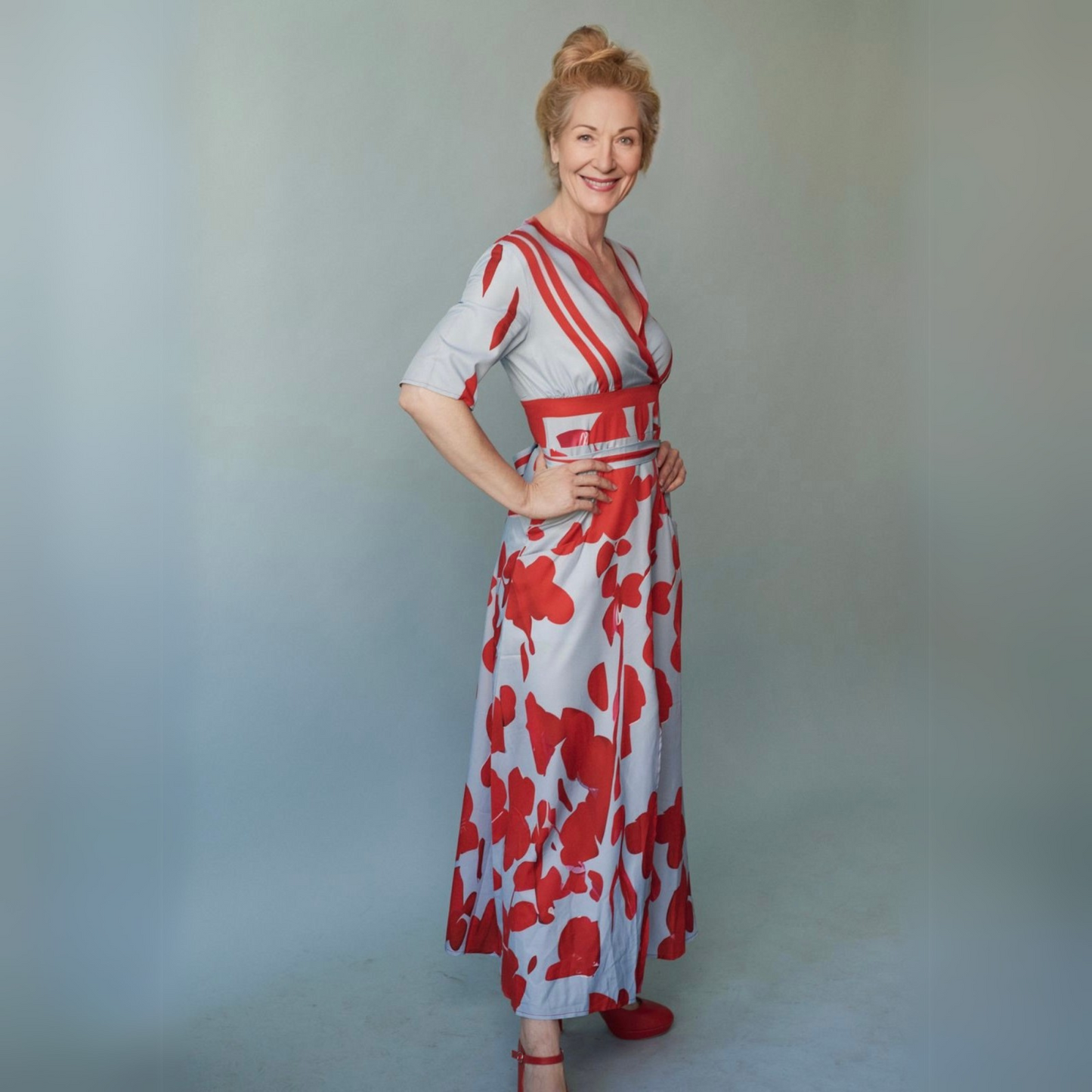 Women's Floral Wrap Summer Midi Dress