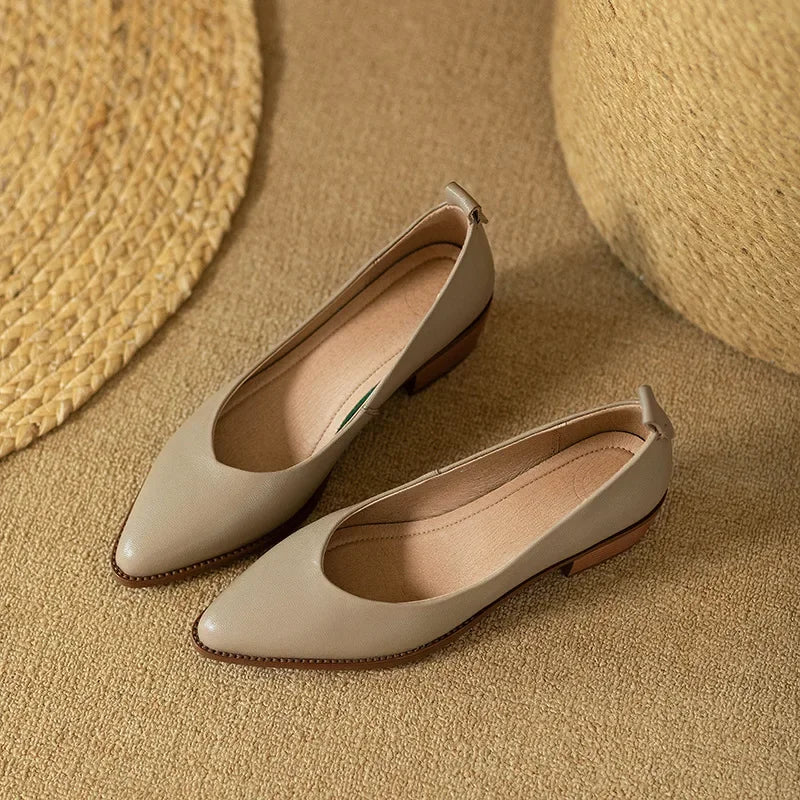 Women's Block Heel Pumps Pointed Toe Slip-On Work Shoes