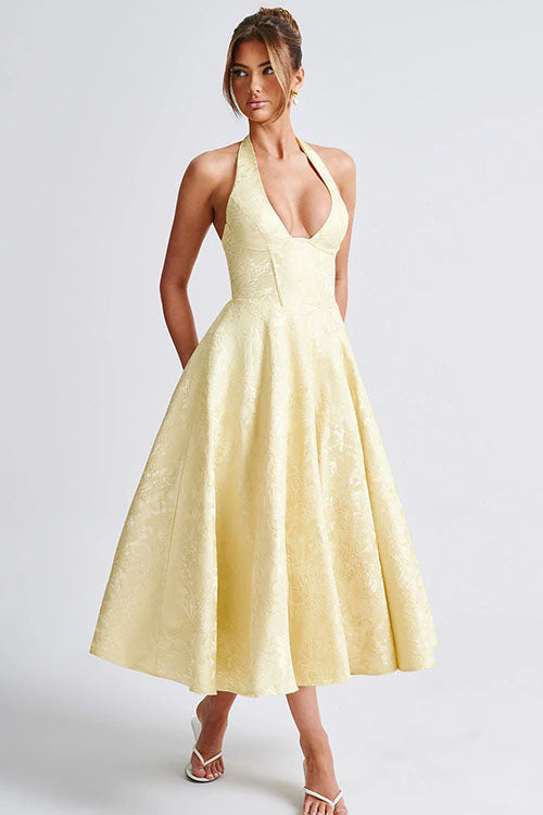 Women's Jacquard Formal Evening Maxi Dress