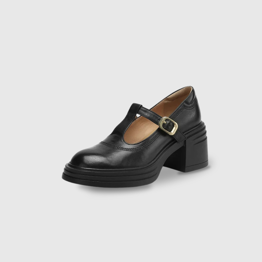 Women's Mary Jane Block Heel Pumps Round Toe