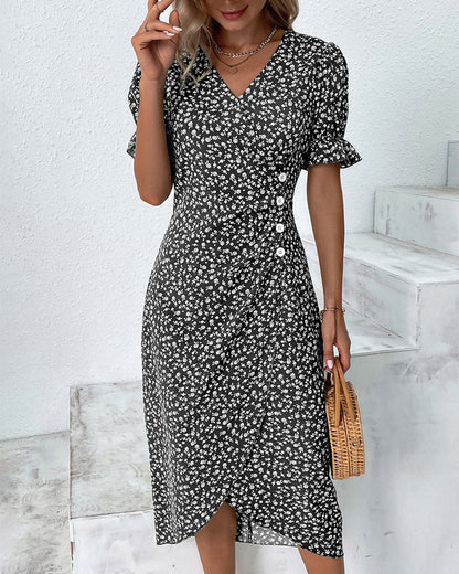 Women's V-Neck Casual Summer Midi Dress