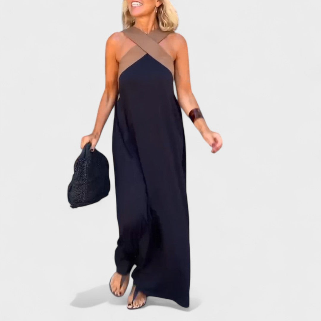 Women's Cross-Neck Evening Maxi Dress